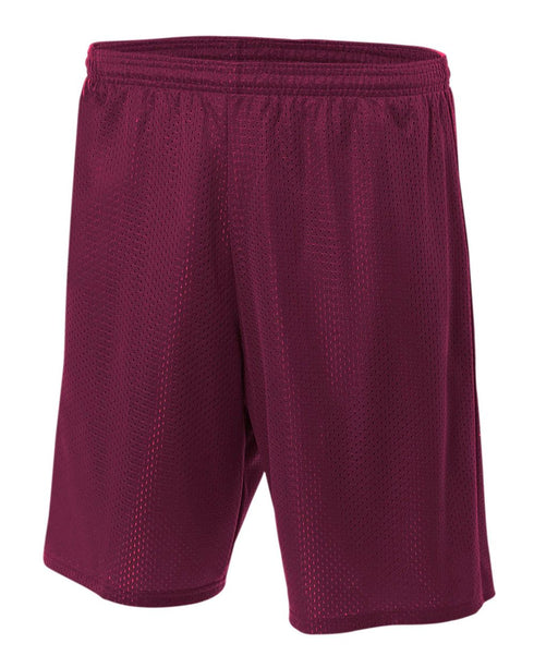 A4 Youth 6" Lined Tricot Mesh Short (NB5301), Color 'Maroon'